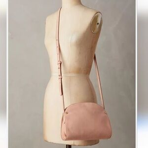 Anthropologie Miss Albright Pastel Pink Suede Crossbody Bag